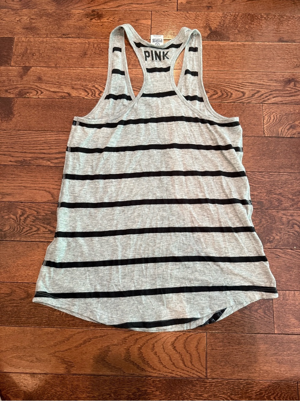 Victoria's Secret PINK Gray and Black Striped Racerback Tank